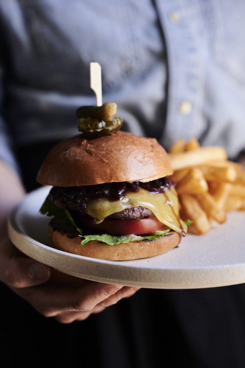 Burger with chips