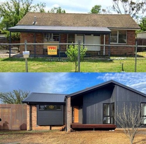 Greensmart Before and After front Watson house