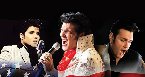 Composite of three Elvis tribute performers