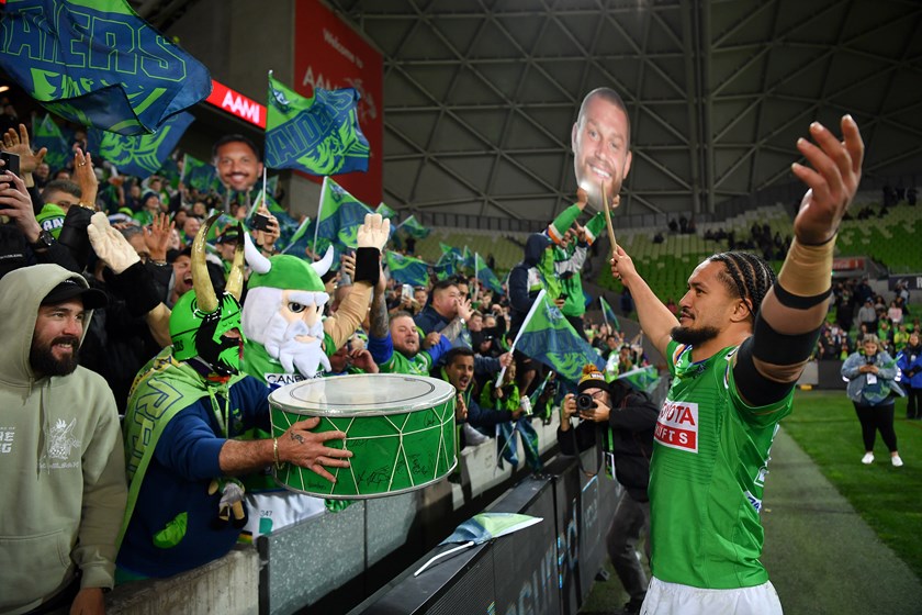 Harawira Naera with supporters in Melbourne following the Raiders win