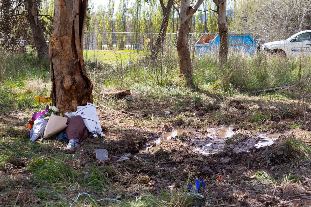 floral tribute at crash site