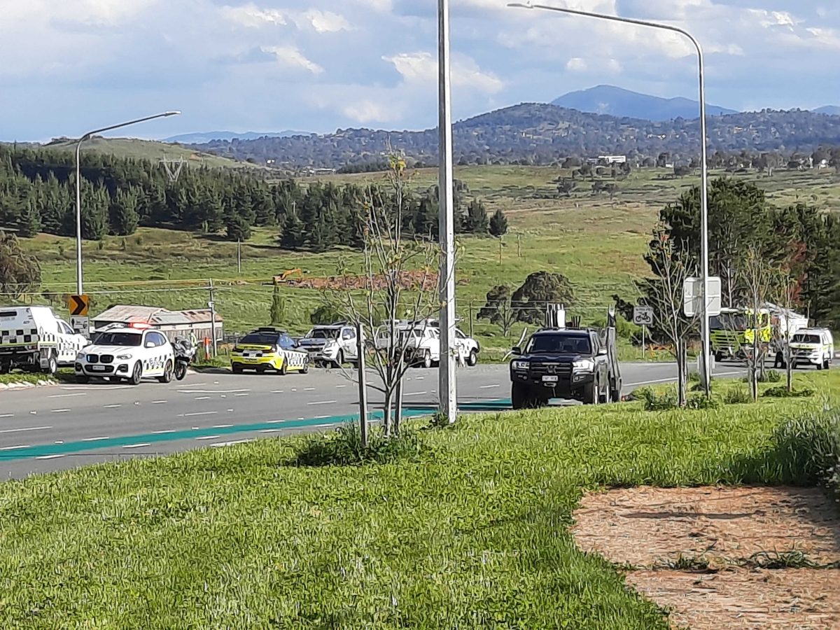 Police at the scene of the accident at Coppins Crossing Road on 16 October 2022