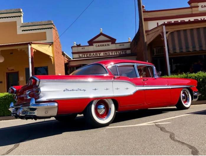 red vintage car