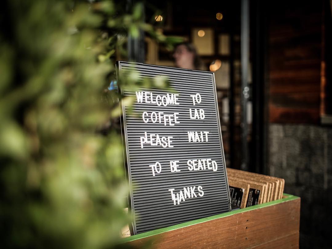 Coffee lab sign