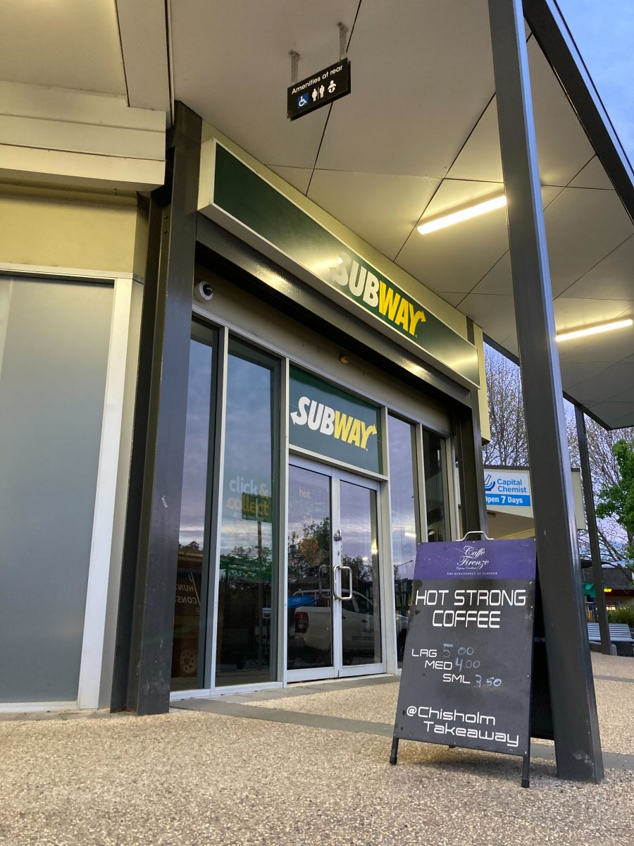 Subway at Chisholm shops with coffee sign