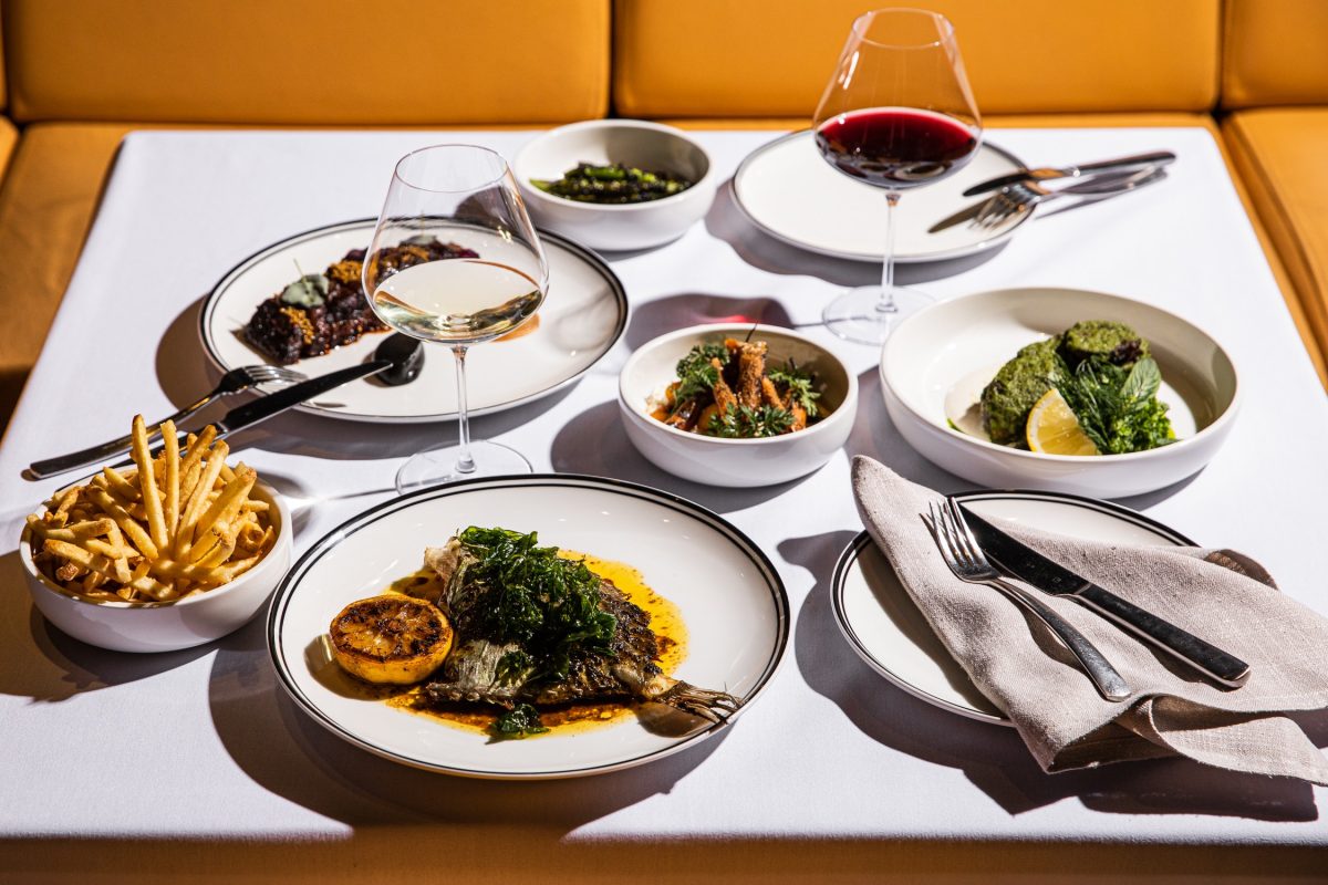 A table of nicely plated food