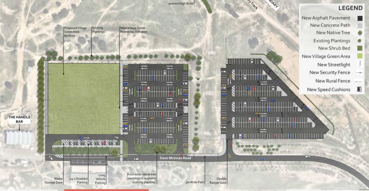 The ACT Government's proposal for the Stromlo Forest Park car park. Image: ACT Government. 