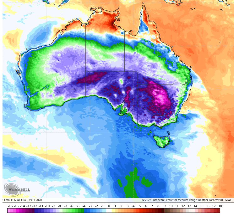 Weather chart of Australia