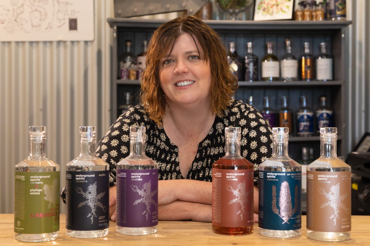 Underground Spirits CEO Claudia Roughly with their line of Gin spirits.