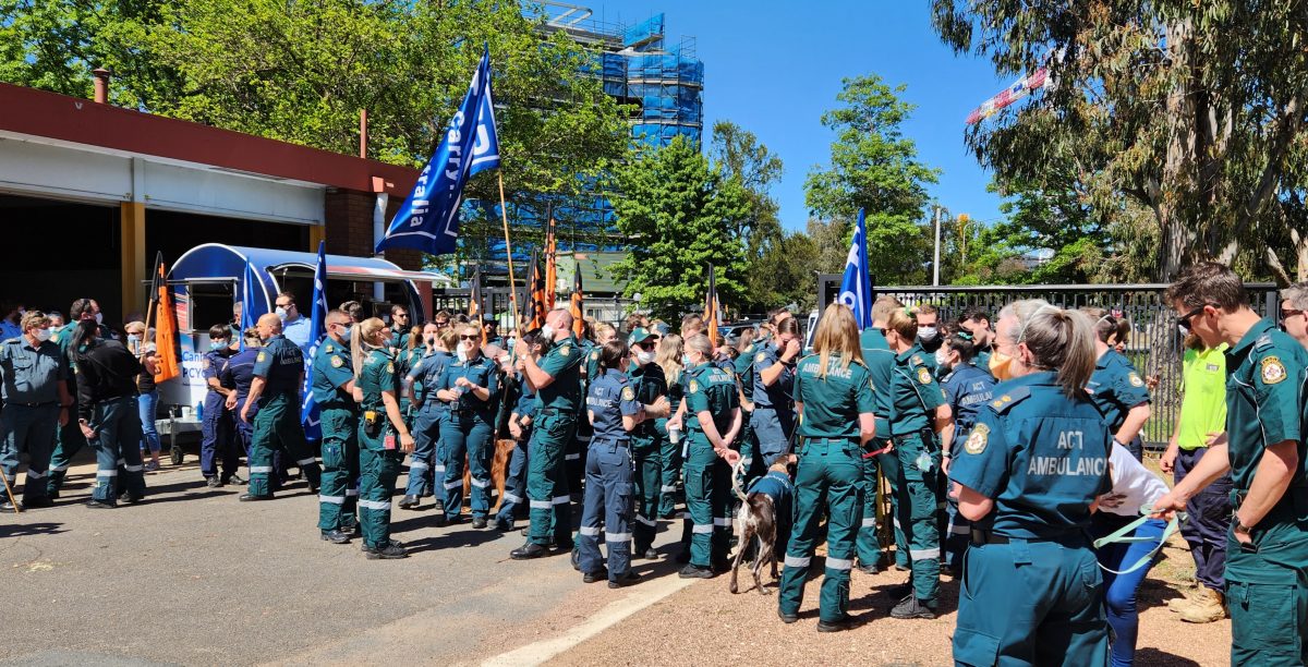 Paramedics protesting
