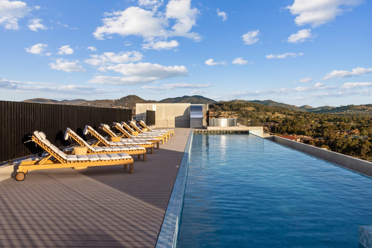 Rooftop infinity pool at Aspen Village