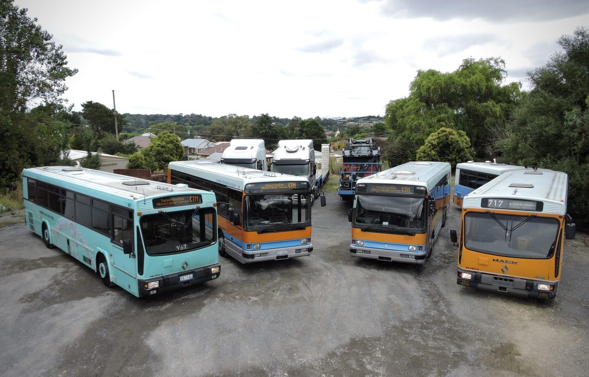 A selection of the buses held by the Canberra Transport Museum.