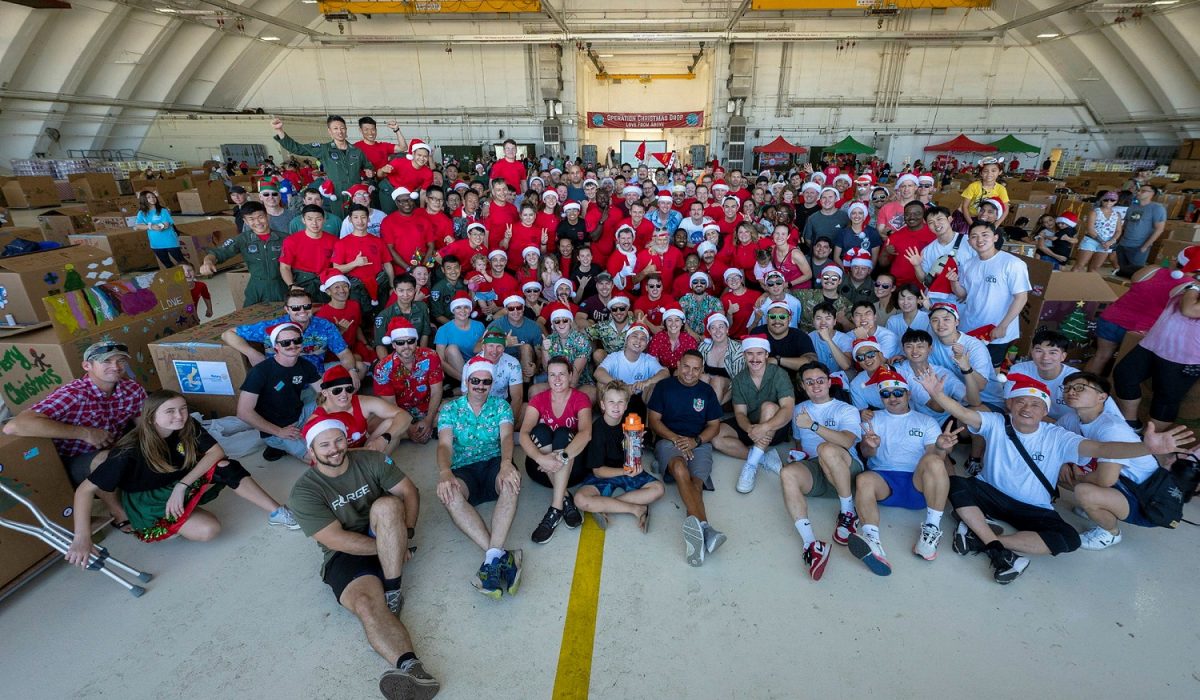 Defence personnel in Christmas outfits