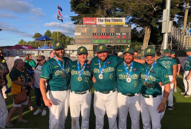 ACT players in the World Championship winning Australian Men’s Softball team Adam Folkard, Josh McGovern, Josh White, Jay Selu and Matt Harrow. 