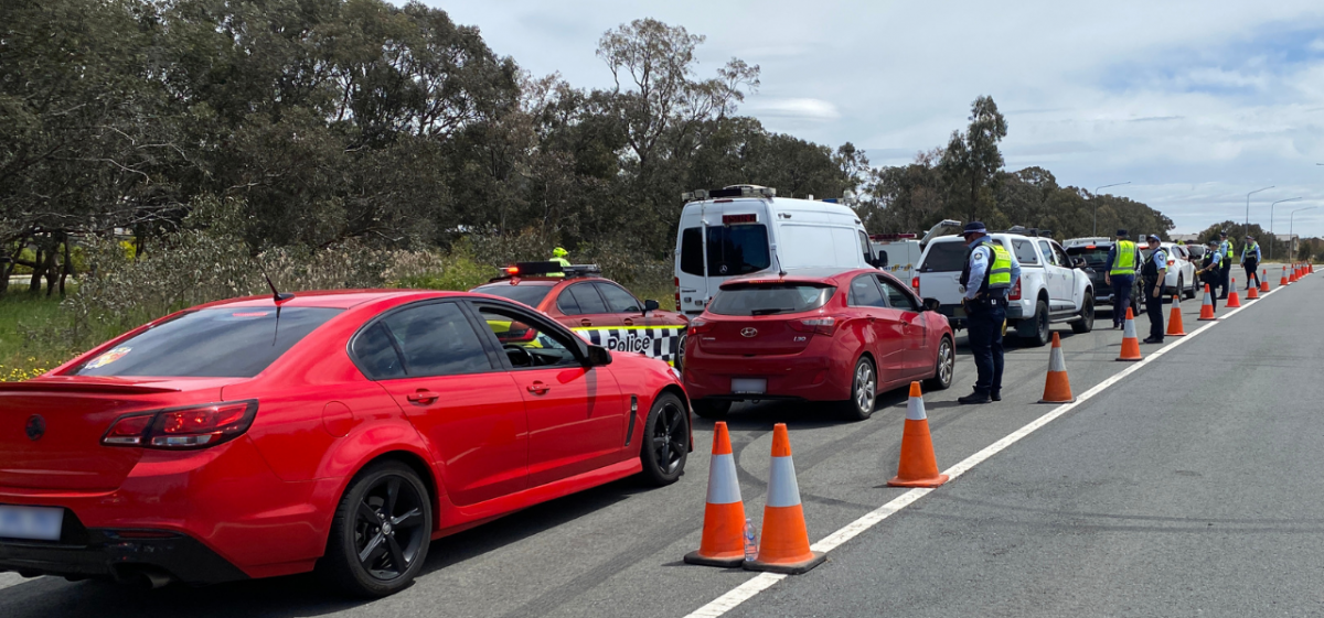 Police test drivers at a roadside stop