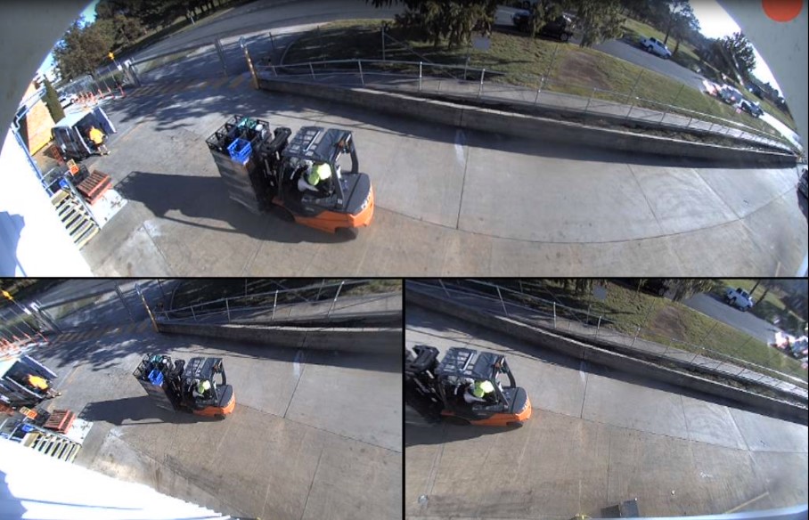 Still images of forklift hitting a man