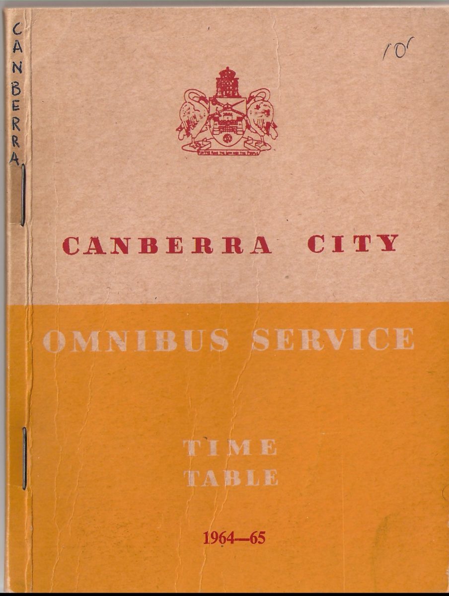 Old Canberra omnibus bus timetable