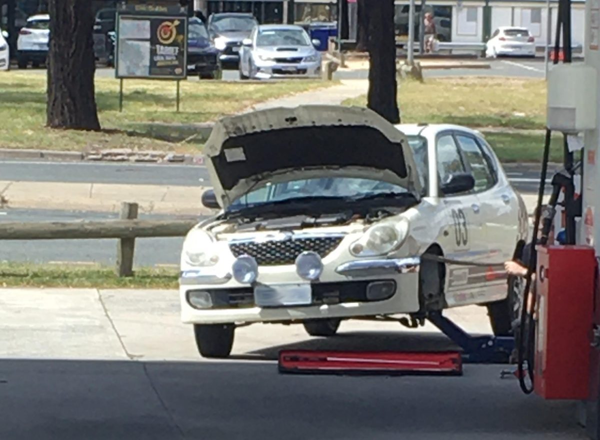 car with bonnet up