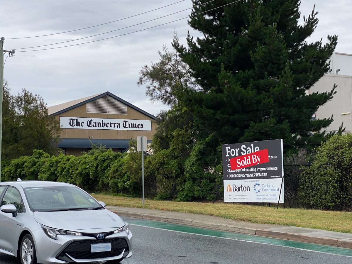 Canberra Times building with sold sign