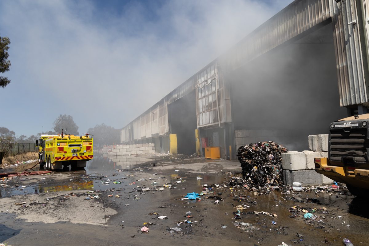 The burnt out recycling centre