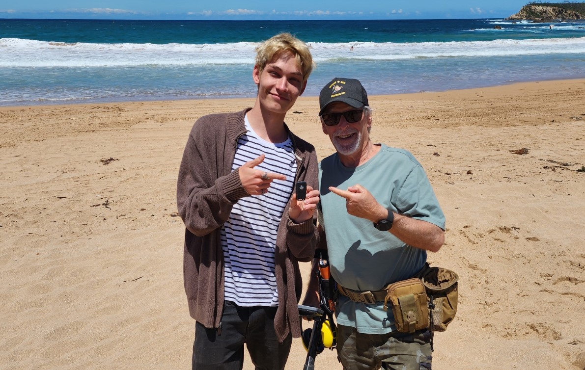 Man and boy on beach