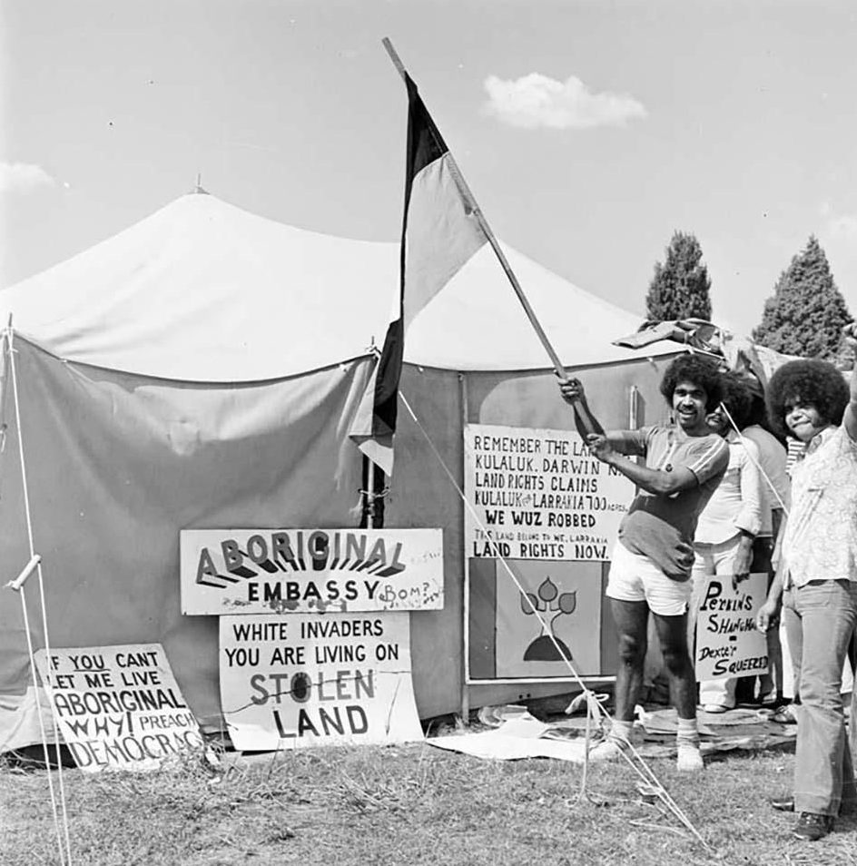 Protesters at Aboriginal Tent Embassy.