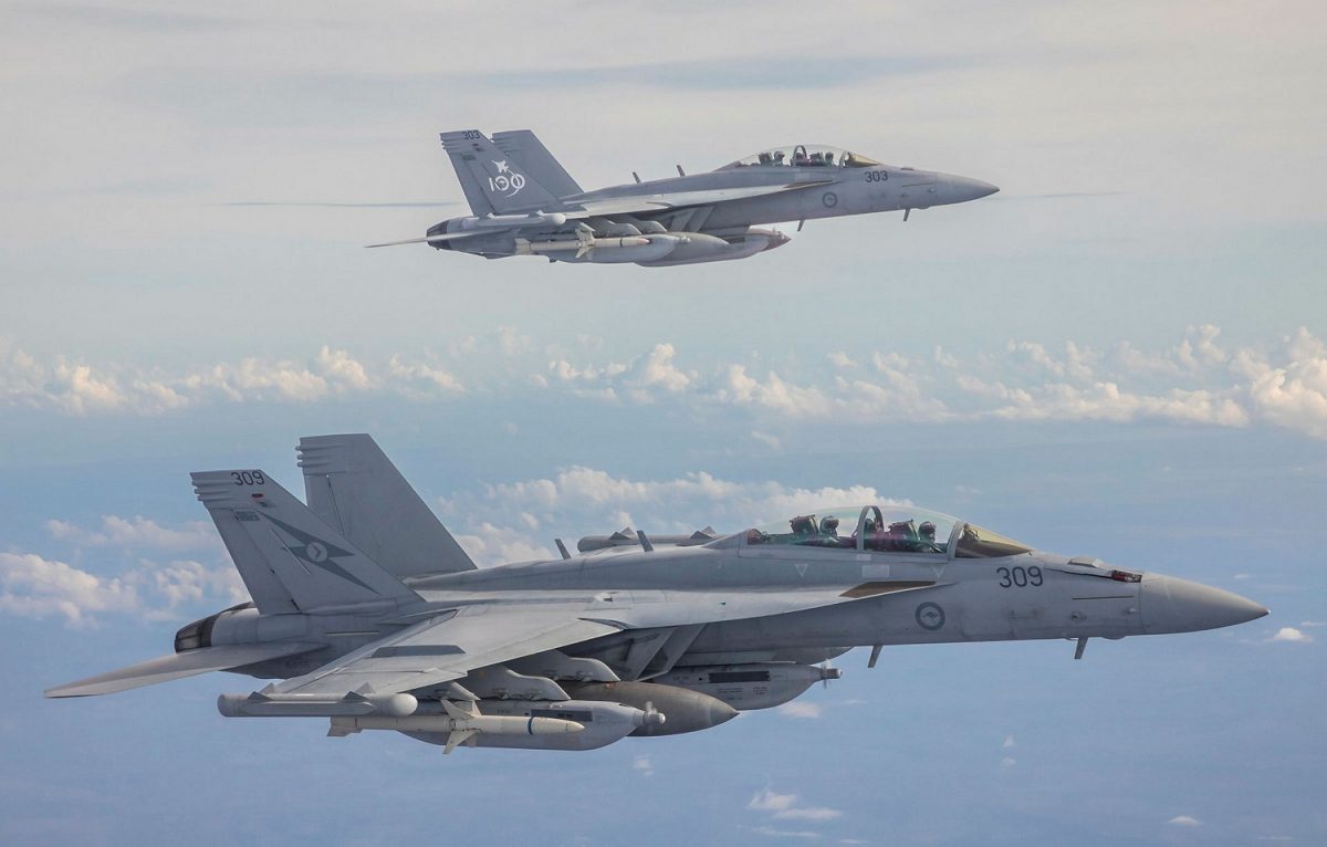 Two aircraft flying in formation