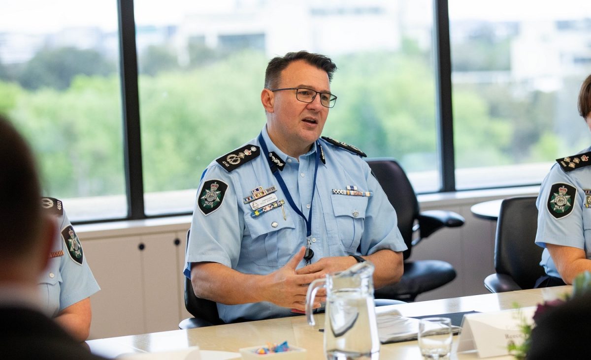 AFP Commissioner Reece Kershaw at a meeting