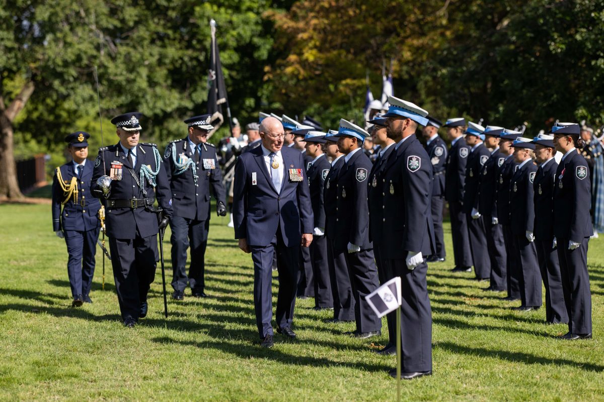 Governor-General David Hurley at Government House inspecting the new recruits