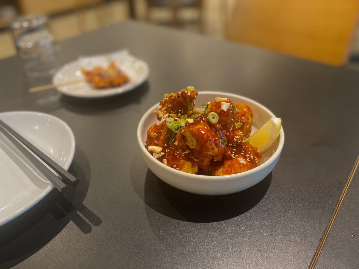 Bowl of fried cauliflower in chilli sauce at Dada, Woden.