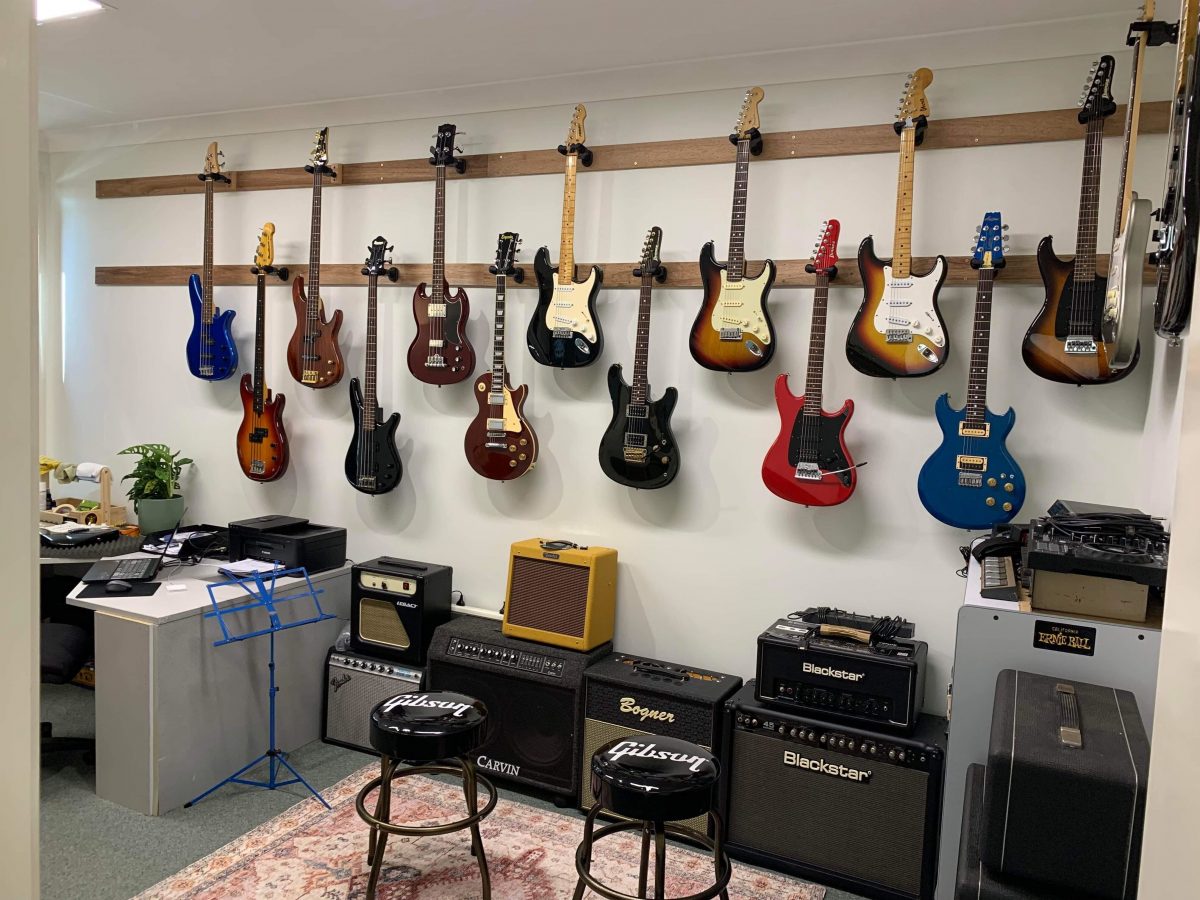 Guitars on a wall
