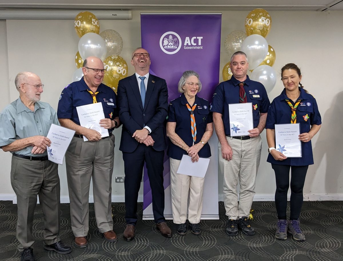 Group of five winners with ACT Chief Minister.