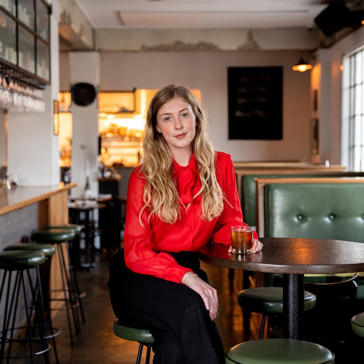 young woman in bar