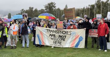 Lidia Thorpe clashes with police at anti-trans rally at Parliament House