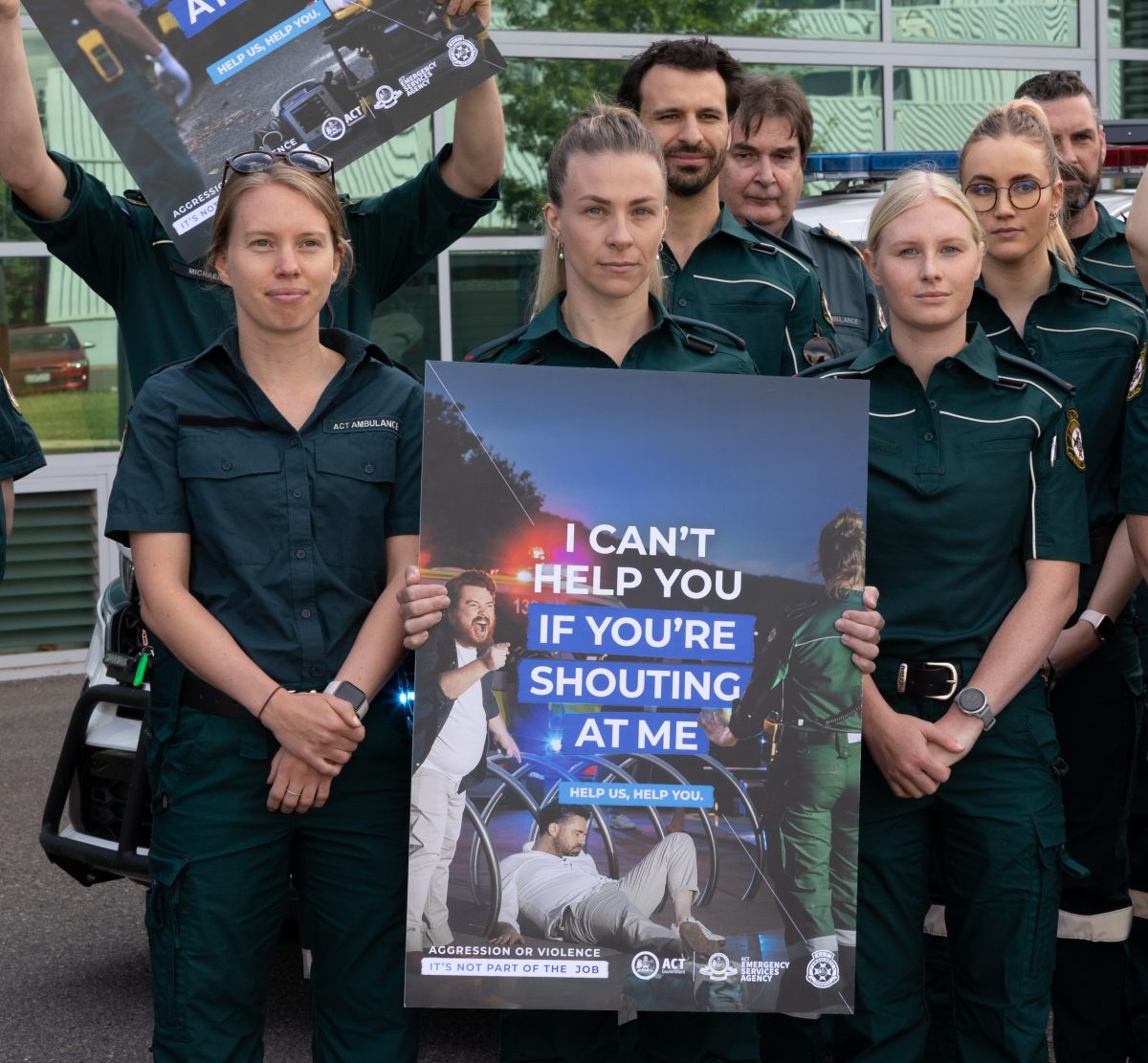 paramedics protesting against violent behaviour