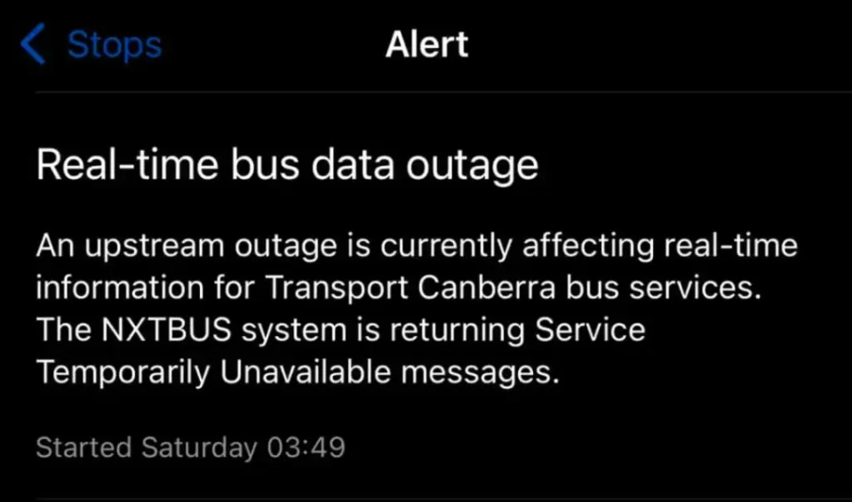 NXTBUS outage alert