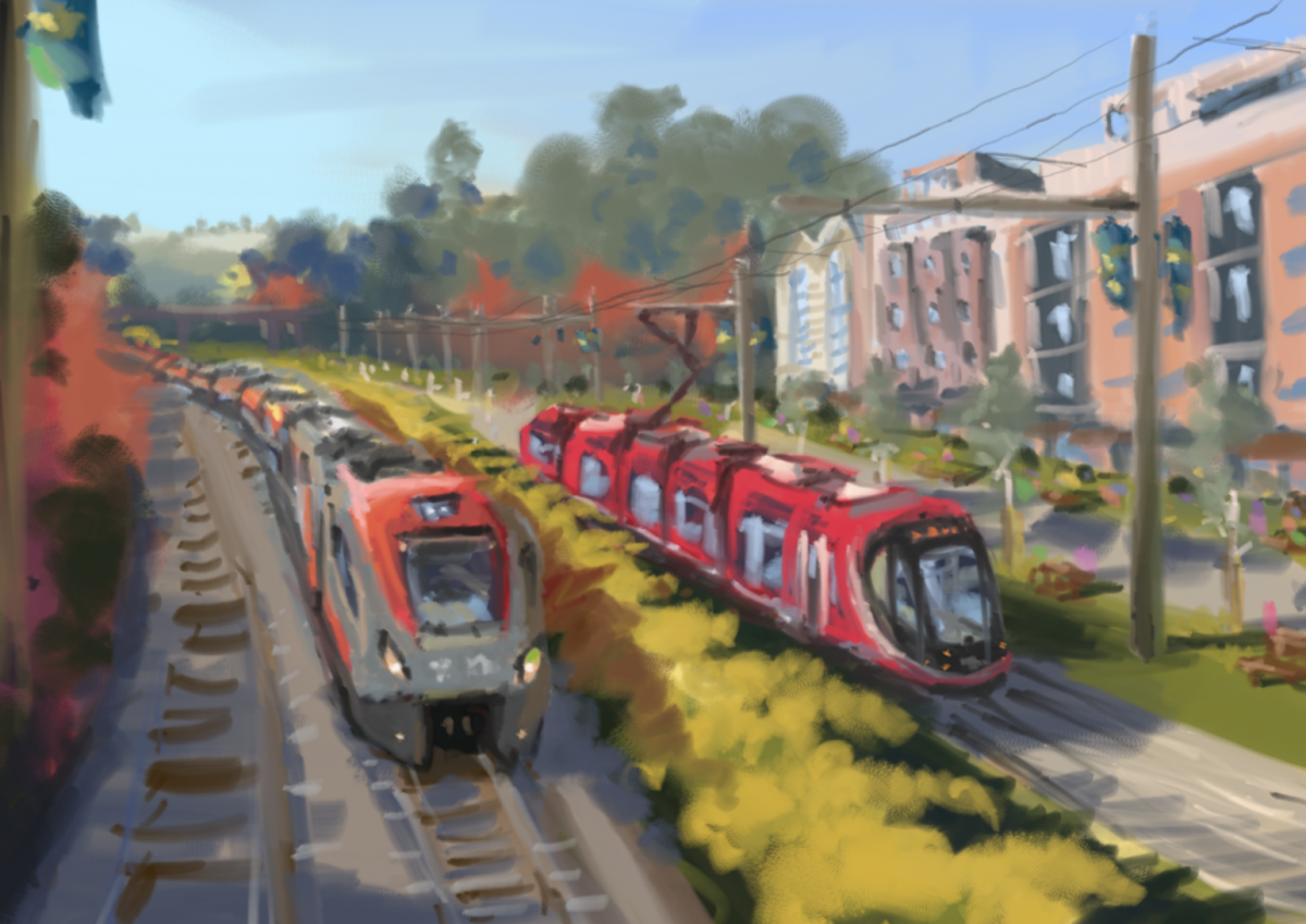 artist's impression of rail lines