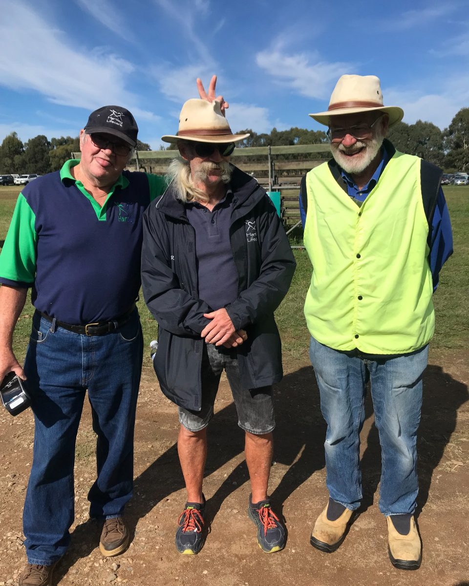 three volunteers with funny poses