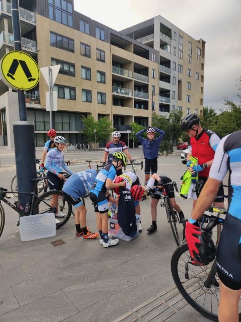 Chloe Hosking and her Junior Bunch on their first ride. Photo: Supplied.