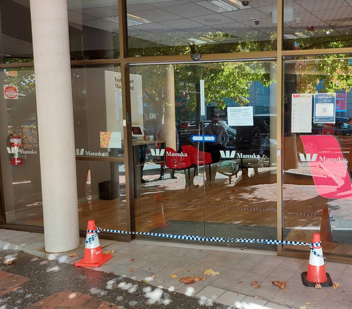 police tape outside a bank