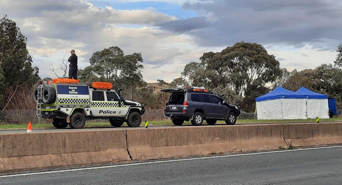 Police vehicles on Tuggeranong Parkway