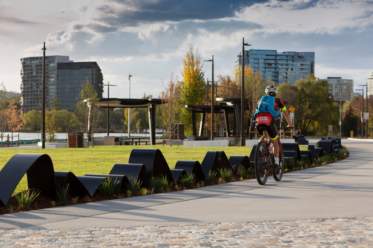 cyclist on bike path