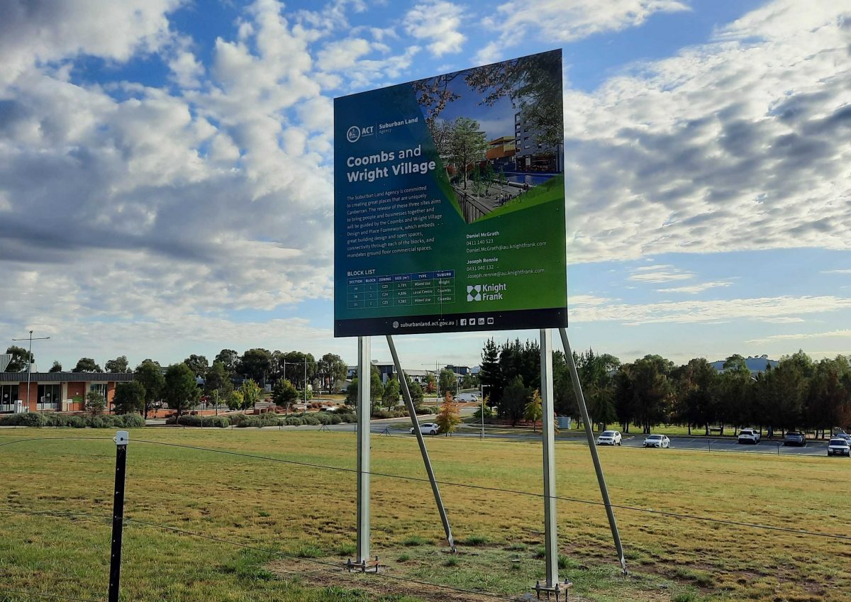 sign on block of land