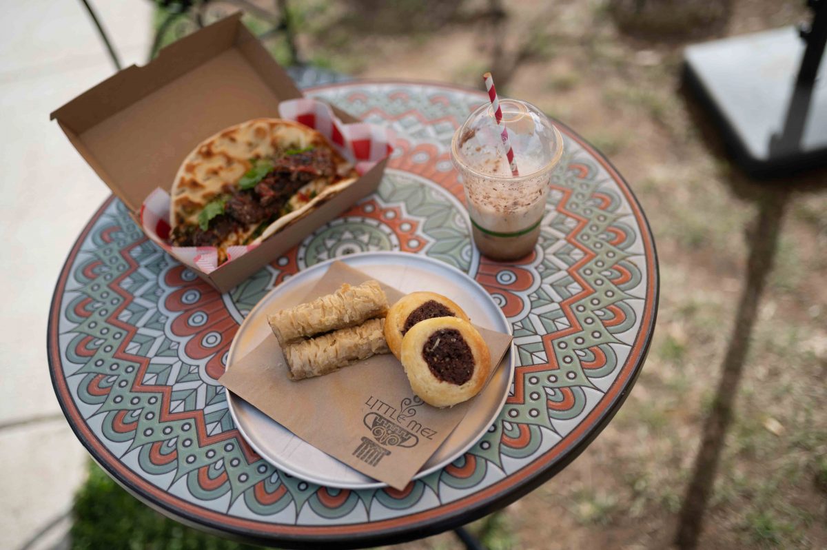 Greek food on a small table