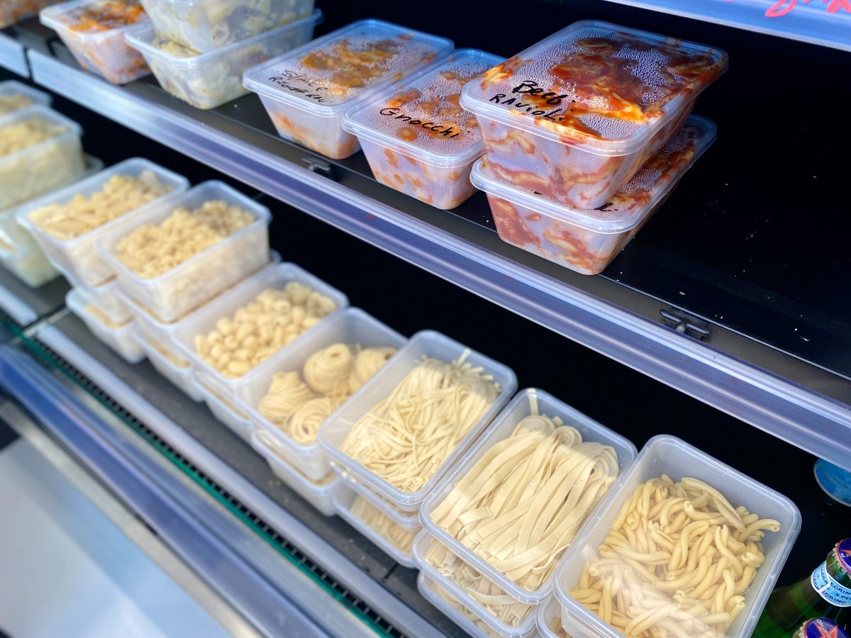 Fresh pasta in the fridge at Nonna Maria's pasta