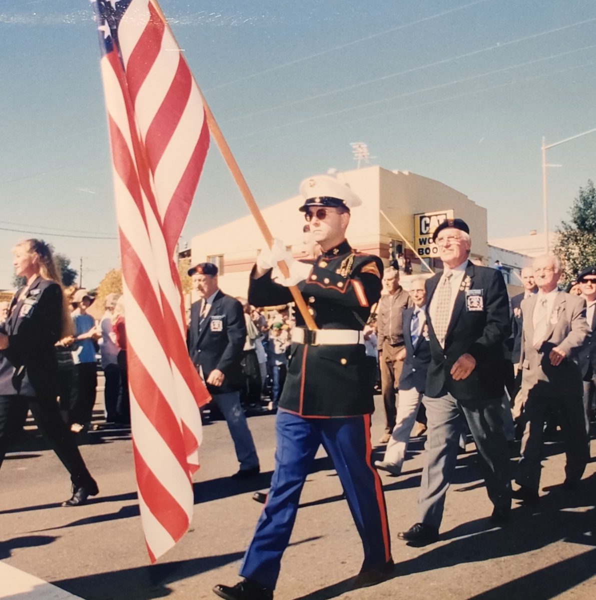 Frank Tottingham marching on ANZAC Day.