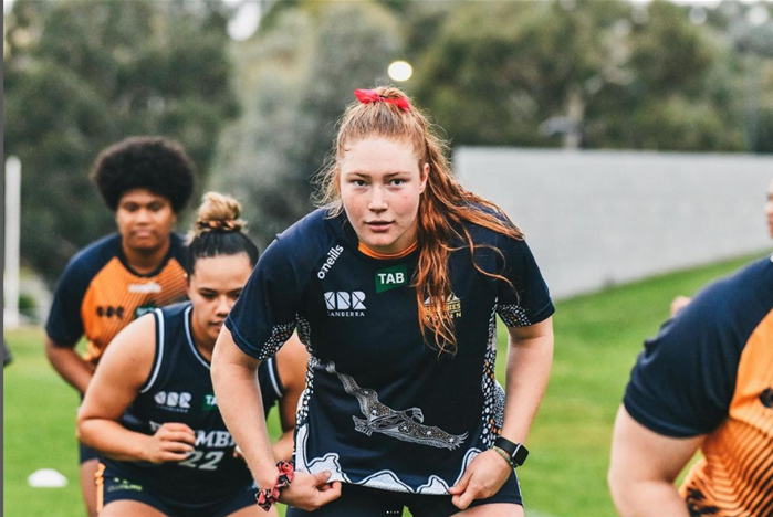 Grace Kemp at rugby training