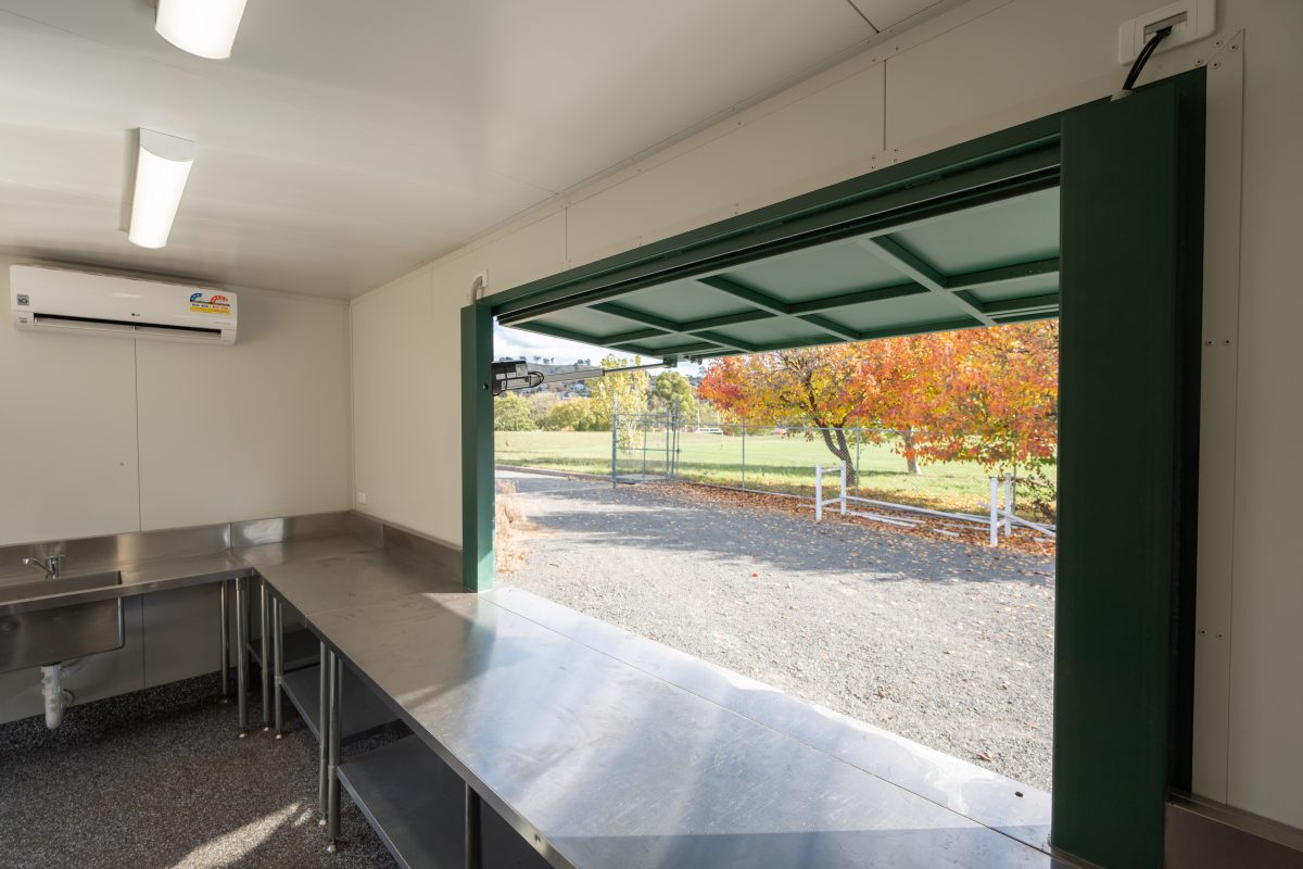 Shipping container canteen interior