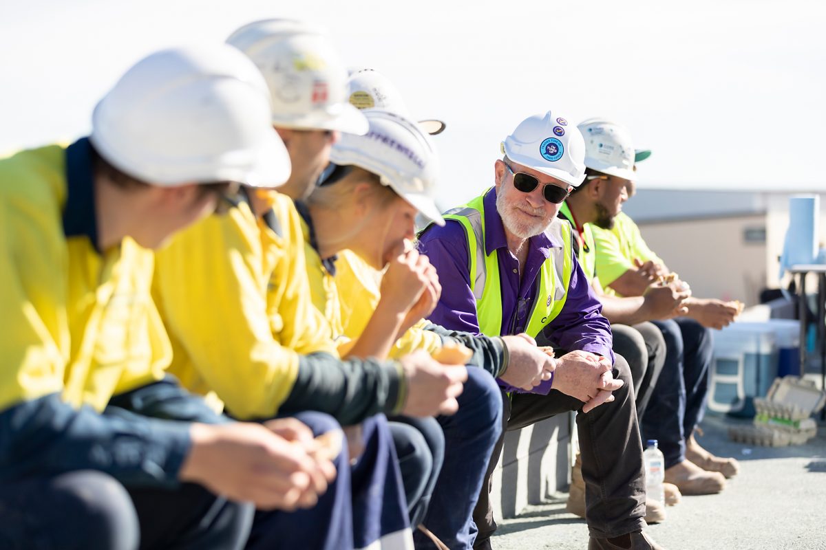 People in hard hats on a construction site