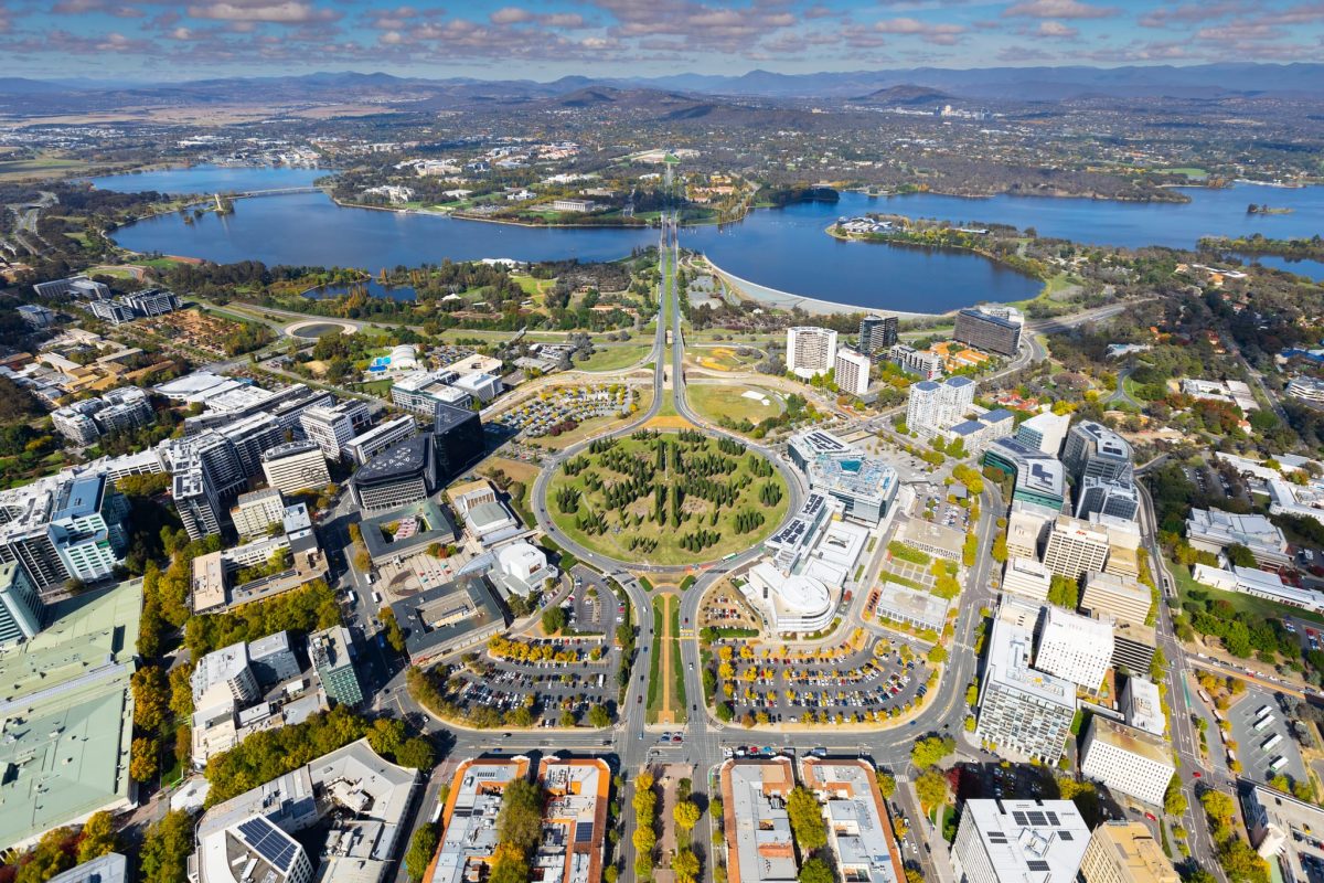Aerial view of City Hill, Canberra